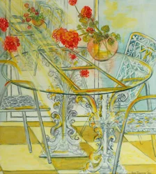 Patio Garden, Geraniums Reflected, 2010